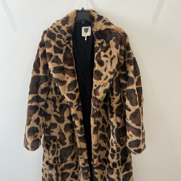 Faux Fur Animal Print Coat - Picture 1 of 4